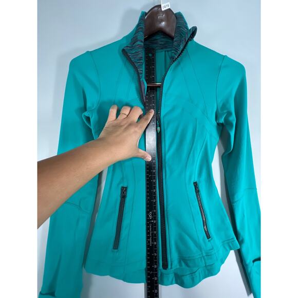 Lululemon Jacket Womens Teal Define Jacket Full ZIp Mock Neck Vented Luon Size 2 - Picture 3 of 9